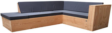 Wood4You Loungeset 7 douglashout - incl kussens - 200/240 - hoekbank - water en vuilafstotende kussens Bruin