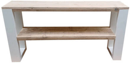 Wood4You Side table New Orleans industrial wood - Wit 180 cm - Bijzettafel