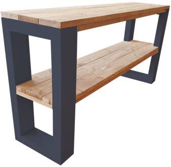 Wood4You Sidetable NewOrleans Roastedwood - Antraciet - 120 cm - Bijzettafel Grijs