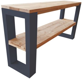 Wood4You Sidetable NewOrleans Roastedwood - Antraciet - 130 cm - Bijzettafel Grijs