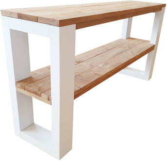 Wood4You Sidetable NewOrleans Roastedwood - Wit - 120 cm - Bijzettafel