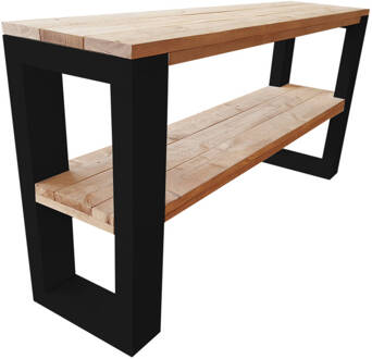 Wood4You Sidetable NewOrleans Roastedwood - Zwart - 170 cm - Bijzettafel