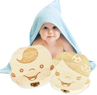 Wooden baby Kids Tooth Storage Box English/Spanish/French/Russian/Italian Teeth Umbilical Lanugo Organizer Gift Keepsakes Save