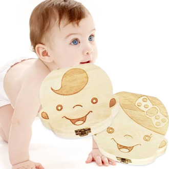 Wooden Baby Teeth Box Kids Tooth Storage Box Umbilical Lanugo Organizer Milk Teeth Collect Gift Keepsakes Save Baby Souvenirs