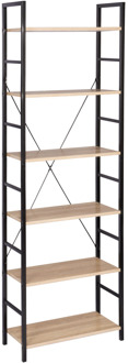 Wooden Black and White Shelf Unit Shelving Storage 6 Tiers Shelves Bookcase Garage Shed Storage Rack Kitchen Organizer Decor