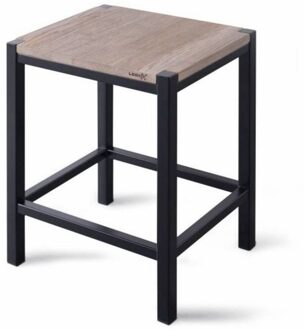 Wooden Collection douche stool met frame mat zwart/eiken-mat