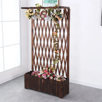 Wooden Flower Box Grid Flower Stand Balcony Vine Rack Outdoor Yard Garden Fence Solid Wood Fence Partition Flower Pot