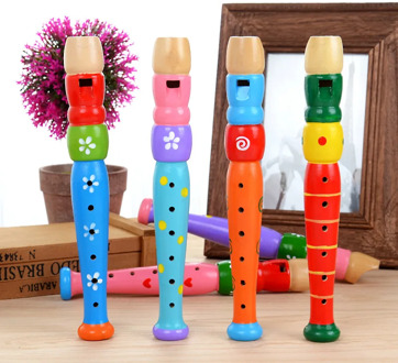 Wooden Flute Whistle Mini Cartoon Musical Instrument Music Gift Early Montessori Learning Educational Toy For Kids Baby