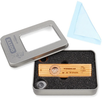 Wooden Kazoo with Metal Box Mini Portable Wooden Flute Harmonica Orff Instruments Ukulele Guitar Partner for Adult Kids Gifts