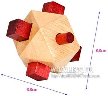 Wooden Square Circle Torpedo Mine Burr Puzzle Luban Lock Adult Children Unlock Intelligence Educational Toy