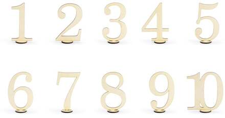 Wooden table numbers, 10.5cm (1 zakje met 10 stuks)