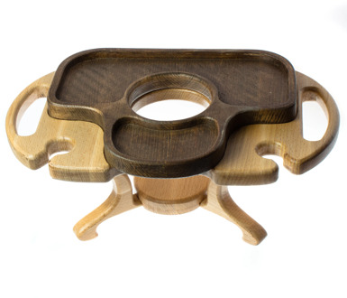 Wooden wine holders for 1 bottle and 2 glasses