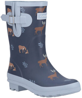 Woodland Mid Rubberen Dameslaarzen Met De Print Van Een Hertenpatroon Blauw