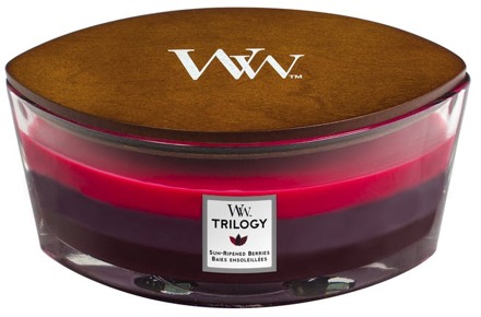 WoodWick Ellipse Trilogy geurkaars - Sun Ripened Berries - Tot 50 branduren Rood