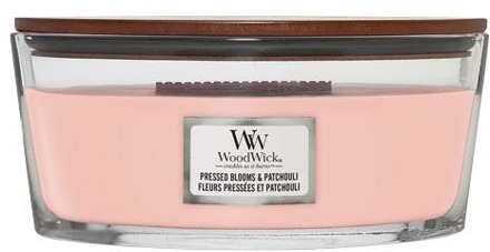 WoodWick Geurkaars Ellipse Pressed Blooms & Patchouli - 9 cm / 19 cm Roze