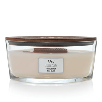 WoodWick Geurkaars Ellipse White Honey - 9 cm / 19 cm Crème