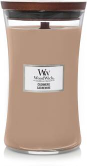 WoodWick Geurkaars Large Cashmere - 18 cm | ø 10 cm Bruin