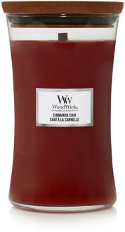 WoodWick Geurkaars Large Cinnamon Chai - 18 cm / ø 10 cm Rood