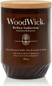 WoodWick Geurkaars Large - ReNew - Cherry Blossom & Vanilla - 13 cm / ø 9 cm Bruin