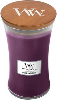 WoodWick Geurkaars Large Spiced Blackberry - 18 cm / ø 10 cm Paars