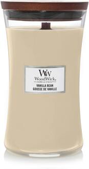 WoodWick Geurkaars Large Vanilla Bean - 18 cm / ø 10 cm Crème