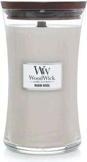 WoodWick Geurkaars Large Warm Wool - 18 cm / ø 10 cm Grijs