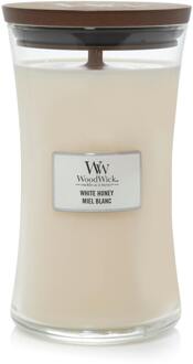 WoodWick Geurkaars Large White Honey - 18 cm / ø 10 cm Crème