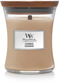 WoodWick Geurkaars Medium Cashmere - 11 cm | ø 10 cm Bruin