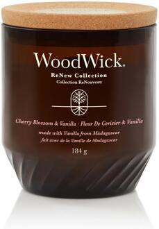 WoodWick Geurkaars Medium - ReNew - Cherry Blossom & Vanille - 9.5 cm / ø 8 cm Bruin