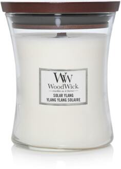 WoodWick Geurkaars Medium Solar Ylang - 11 cm / ø 10 cm Wit