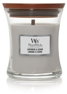 WoodWick Geurkaars Mini Lavender & Cedar - 8 cm / ø 7 cm Grijs