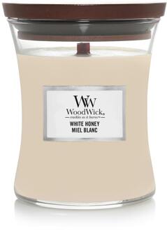 WoodWick Medium Candle White Honey Champagnekleurig