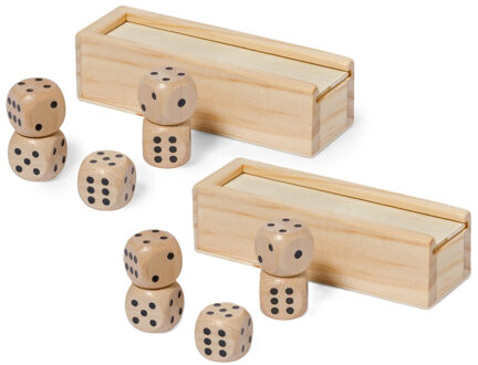 Woody Dobbelstenen - 10x - beige - hout - bordspellen - dobbel spellen