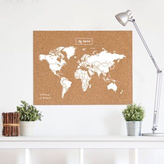 WOODY MAP NATURAL kurken wereldkaart - 90x60cm (XL) - Wit