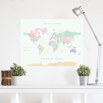 WOODY MAP Watercolor kurken wereldkaart - 90x60cm (XL) - Retro