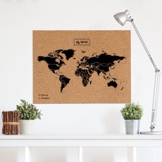 Woody Map XL Kurken Wereldkaart Bruin, Zwart