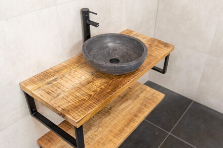 Woodz mangohouten badkamermeubel 120cm met hardstenen waskom