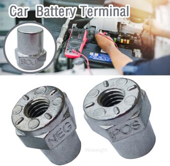 Wooeight 2Pcs Positieve & Negatieve Batterij Top Post Terminal Zinklegering Zilveren Auto Adapter Converter Connector Voor 6V 12V