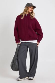 Wool Look Bomber Jacket, Plum - 40