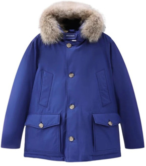 Woolrich Arctic Anorak Heren Windjack met Afneembare Bontafwerking Woolrich , Blue , Heren - Xl,L