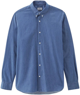 Woolrich Denim Chambray Overhemd voor Heren Woolrich , Blue , Heren - L