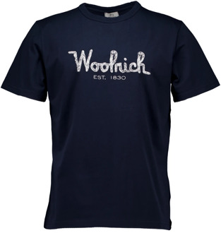 Woolrich Embroidered logo t-shirts donkerblauw Woolrich , Blue , Heren - 2Xl,Xl,L