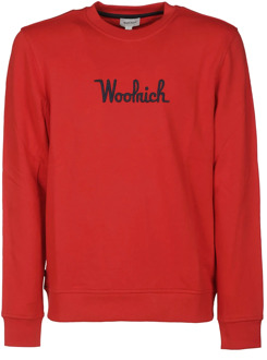 Woolrich Essential Ronde Hals Sweatshirt voor Heren Woolrich , Red , Heren - XL