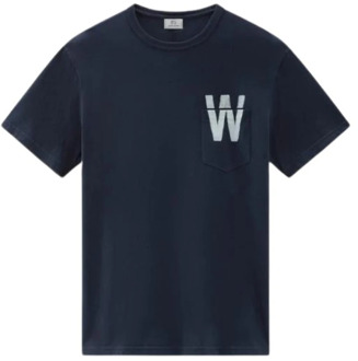 Woolrich Flag T-Shirt navy Woolrich , Blue , Heren - 2Xl,Xl,L,M,S