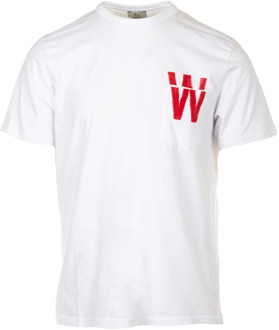 Woolrich Geborduurd Logo T-shirt Wit Woolrich , White , Heren - Xl,L,S