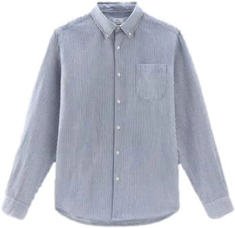 Woolrich Gestreept Button-Down Overhemd Woolrich , Blue , Heren - Xl,L,M,S