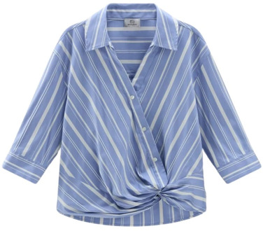 Woolrich Gestreepte katoenen blouse voor vrouwen Woolrich , Blue , Dames - L,M