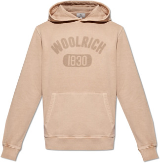 Woolrich Hoodie met logo Woolrich , Beige , Heren - Xl,L,M,S
