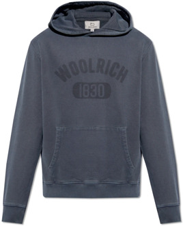 Woolrich Hoodie met logo Woolrich , Blue , Heren - Xl,L,M,S