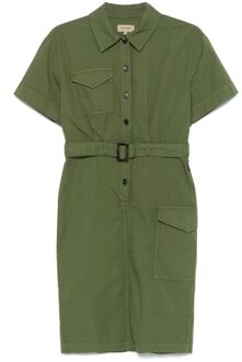 Woolrich Katoenen Blousenjurk Donkergroen - M